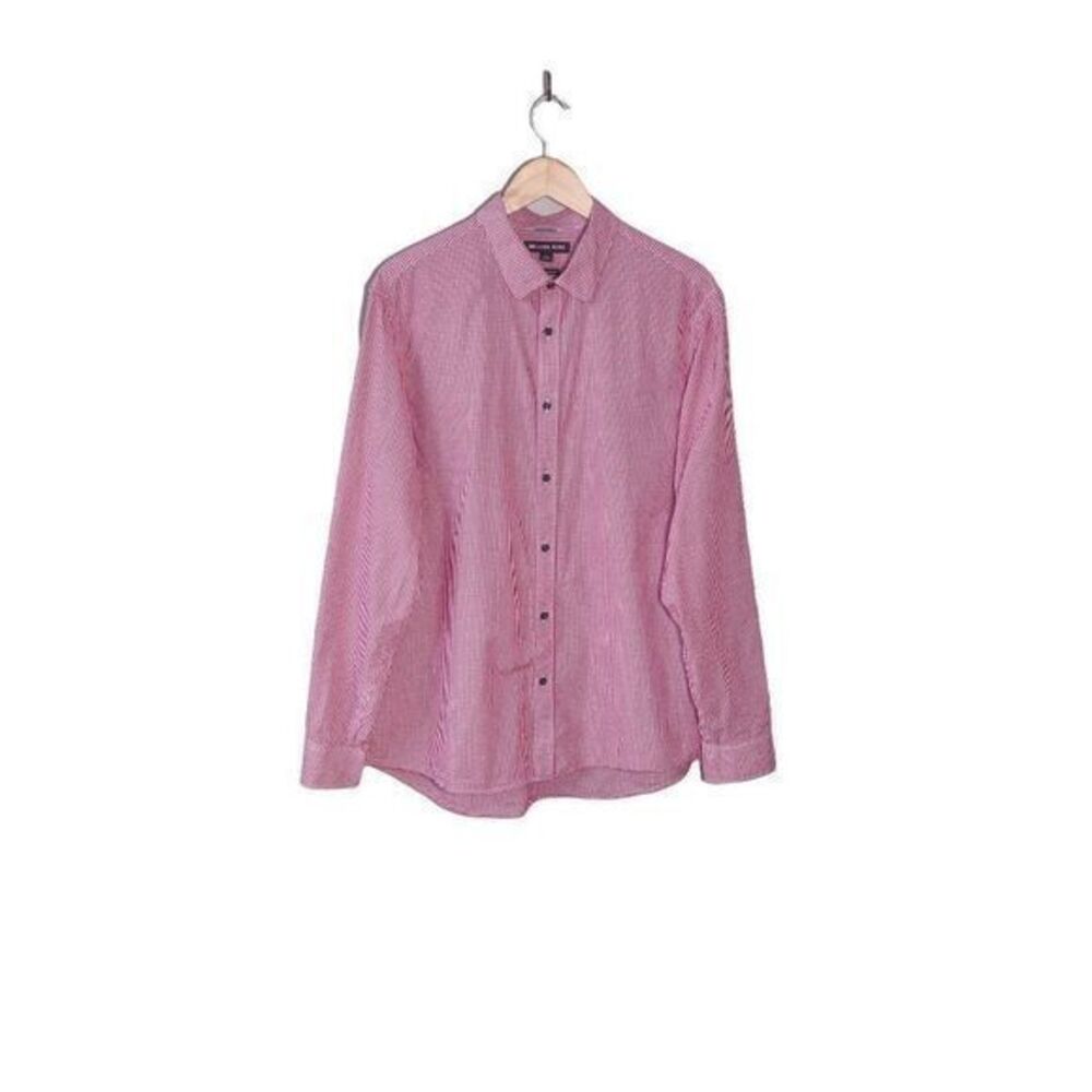 Michael Kors Red Gingham Tailored/Classic Fit  Long Sleeve Button Down‎ Size XL